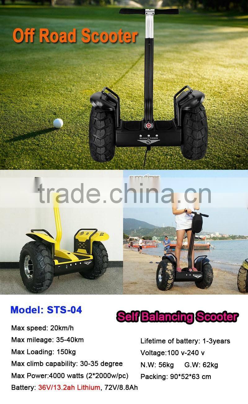 Sunnytimes 36V 72V Lithium Battery Waterproof 2 Wheels Electric Self Balance Scooter With Handle And Big wheels