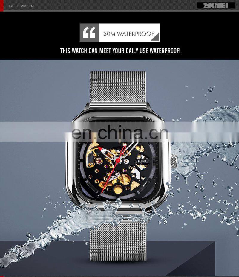 luxury SKMEI 9184 automatic movement stainless steel mechanical watch for men