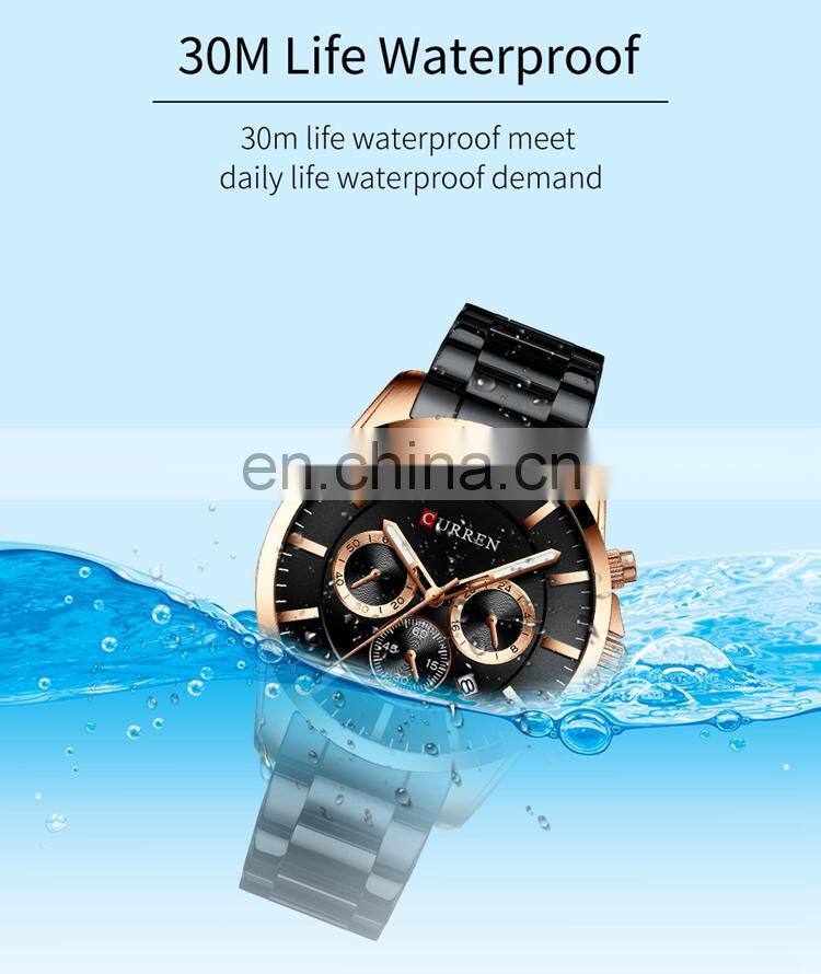 CURREN 8358 Japan Quartz Chronograph Watch Name Brand Stainless Steel Business Wrist Watch