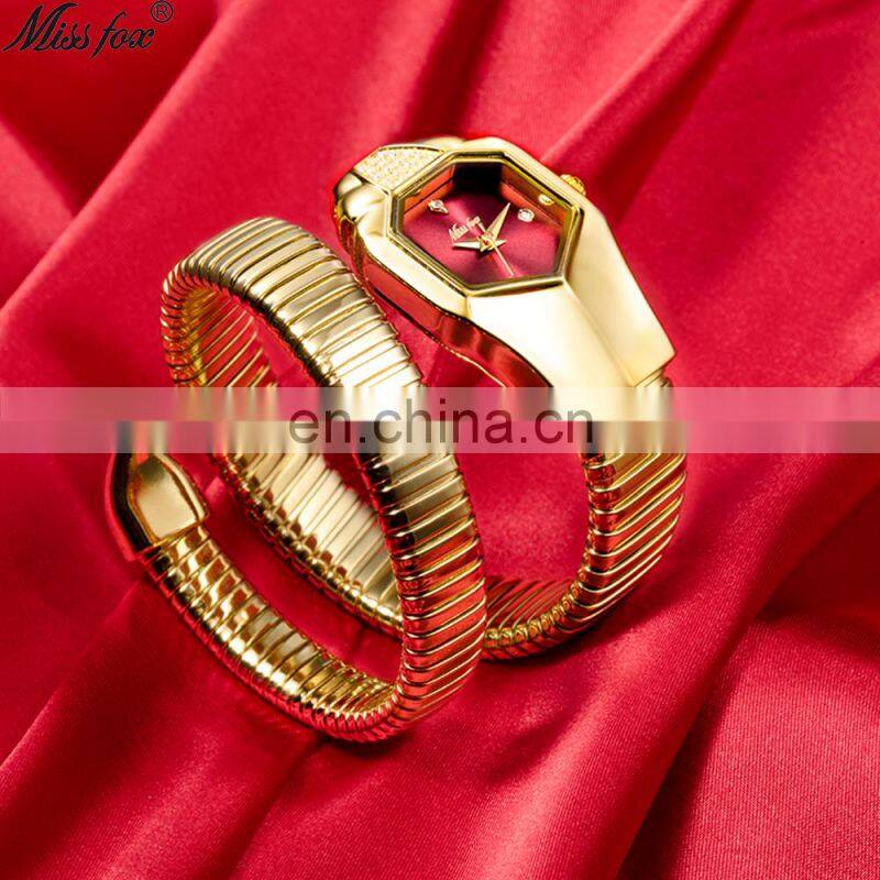 MissFox 2809 Iced Out Watch for women Luxury Brand Blue Dial Fashion quartz watches women