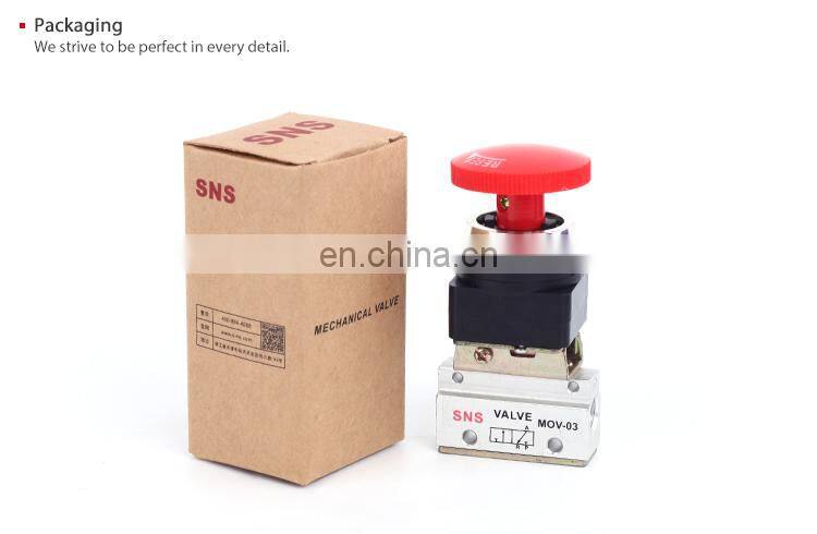 SNS MOV series 1/8 electric roller lever pneumatic mechanical control valve with botton