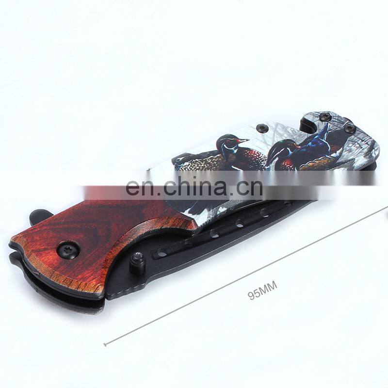 Plastic 3D printing Handle Stainless Steel Outdoor Camping Tactical Folding Pocket Knife with Belt Clip