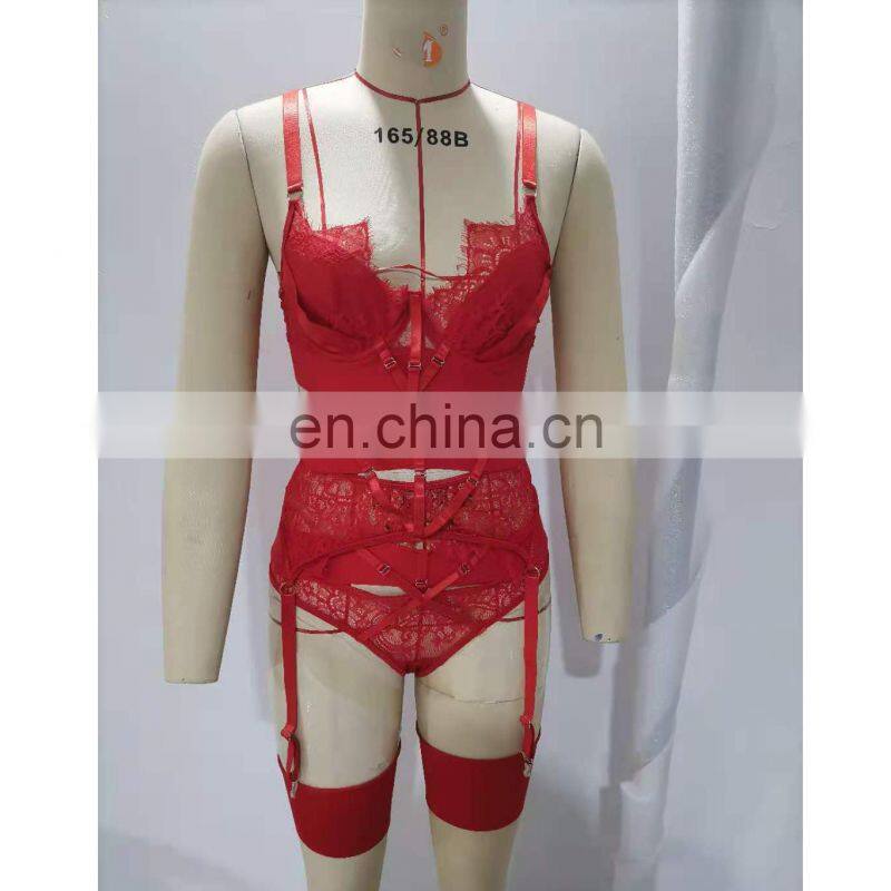 Fat Girls Plus Size Red Womens Sexy Two 2 Piece Lingerie Set