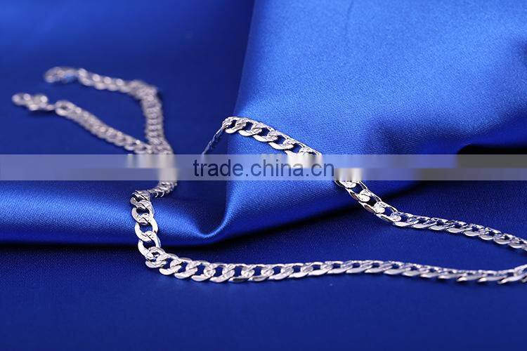 simple design fashion jewelry rhodium plated cheap short chain necklace