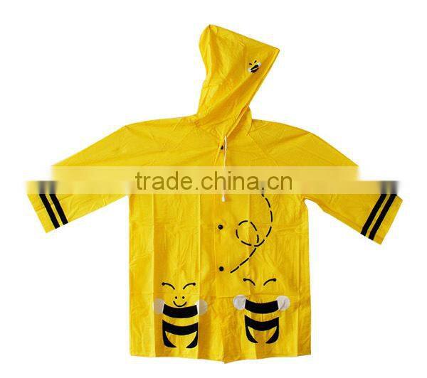 Wholesale Cute Hooded Waterproof Kids Plastic Raincoat Pink
