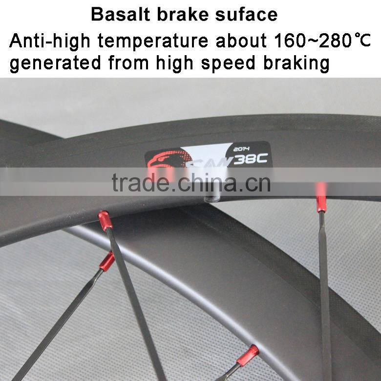 700C carbon wheels clincher road carbon rims 21mm width bicycle wheelset with titanium quick release 38C
