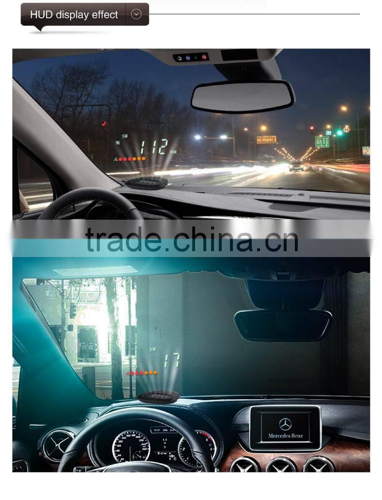 A1 2.0 inch Car GPS HUD Head Up Display Vehicle-mounted Security System, Support Speed & Real Time & Altitude & Over Speed Alarm