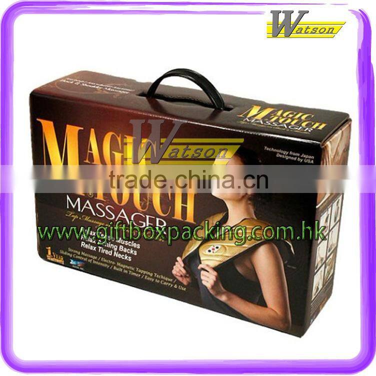 Massager Corrugated Paper Packaging Box with Plastic Handle