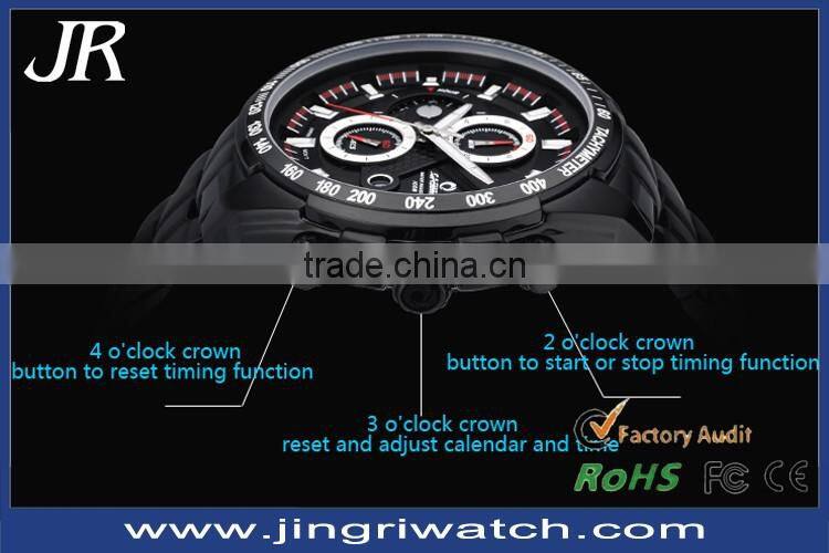 Fashion cool man watches IP plating lumibous quartz water resistant watch with stainless steel back cover
