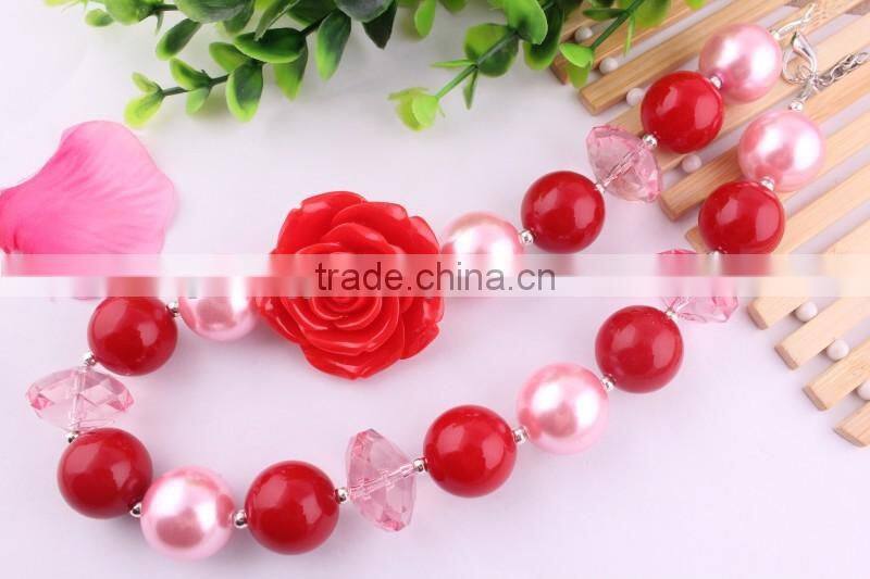 AAA Quality Latest Wholesale large acrylic bead necklace/Popular colorful bead chunky necklace