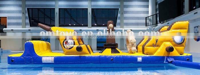 Hot sale sdult outdoor obstacle course equipment pirate ship inflatable water obstacle course for sale
