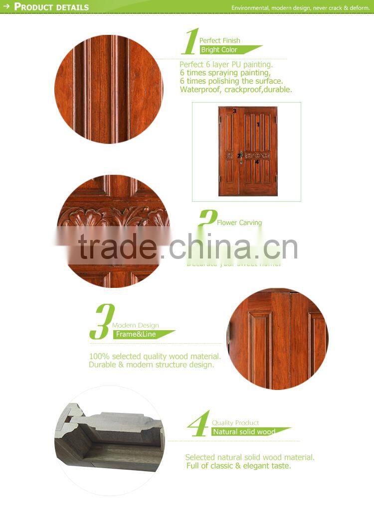 Cherry interior solid wood double entry doors modern factory price