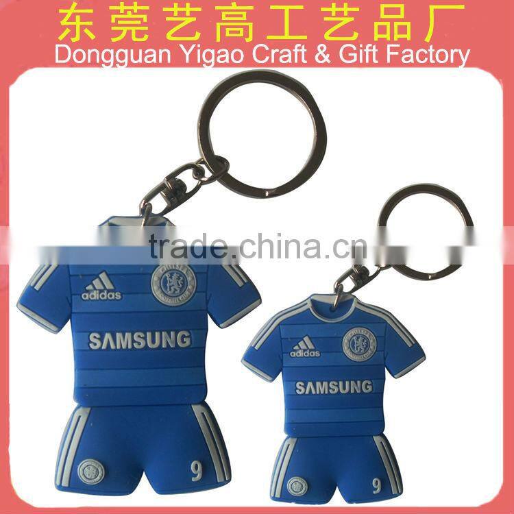 Rubber football shirt key chain/custom football shirt key ring