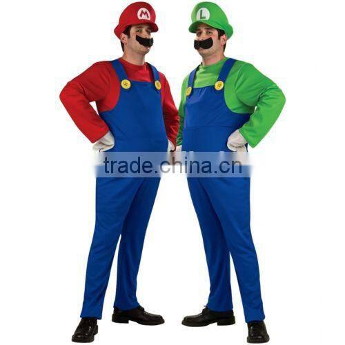 Adult Kids Super Mario Luigi Bros Fancy Dress Plumber Game Costume CC476