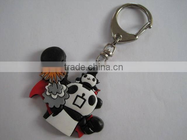 3d soft pvc custom plush panda keychain