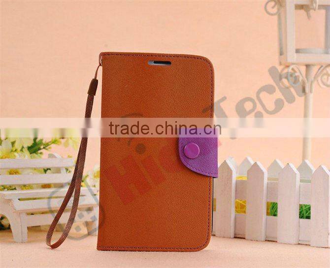 Wallet Leather Cover Case for Samsung Galaxy Note2 N7100, With Rope and Button Design,Stitch Leather Case