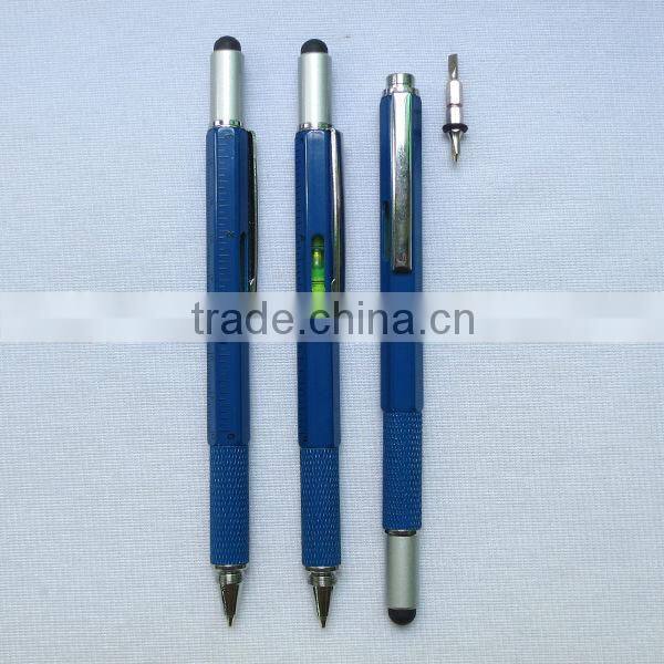 6 In 1 Multifunction Tool Pen with Double Head Screwdriver,Ruler, Level ,Touch Stylus And Ballpoint Pen