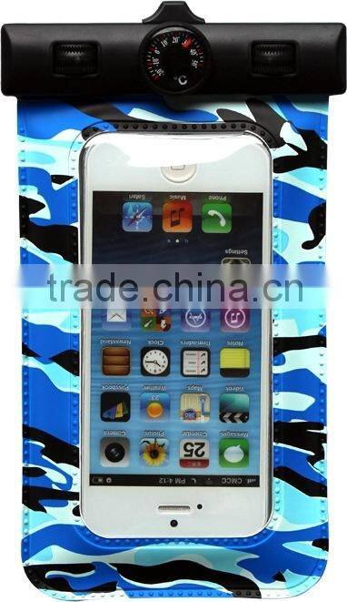 PVC military camouflage waterproof phone pouch with thermometer