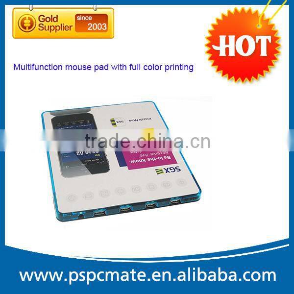 Promotional gift multifunction LED webkey mouse mat with usb hub