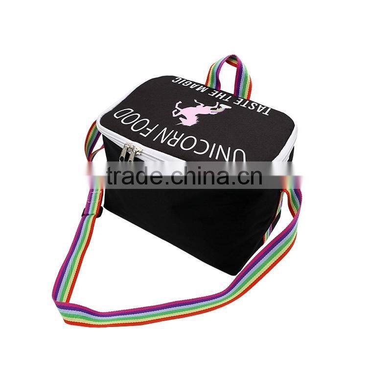 High quality insulated cooler bag custom printing cooler lunch bag with rainbow shoulder
