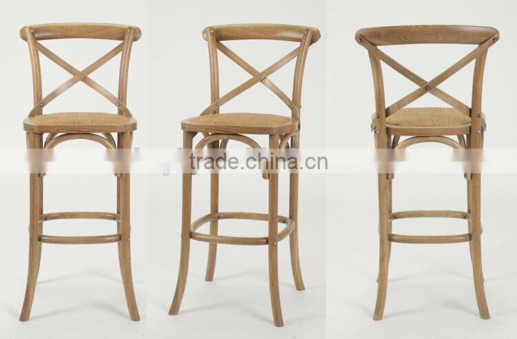 Antique Wooden Armless Bistro Counter Stool/ High chair