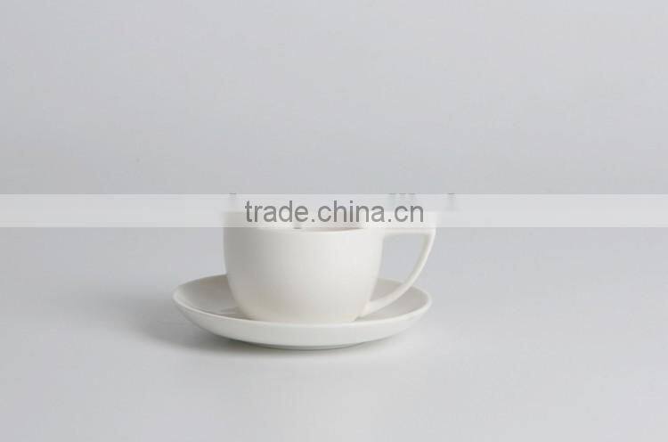 white durable ceramic espresso cup with saucer