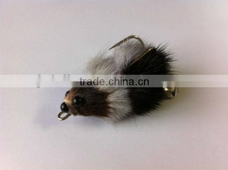 Nature feather sliver plastic tail Mouse fishing lure