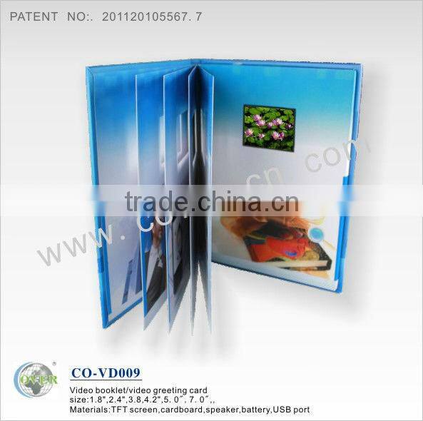 7' LCD video greeting card video booklet with 5 buttons to control 5 videos for Christmas promotional items & advertising