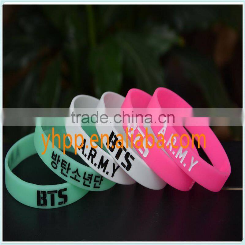 Custom KPOP BTS Bangtan Boys ARMY Silicone Debosssed Wristband Bracelet