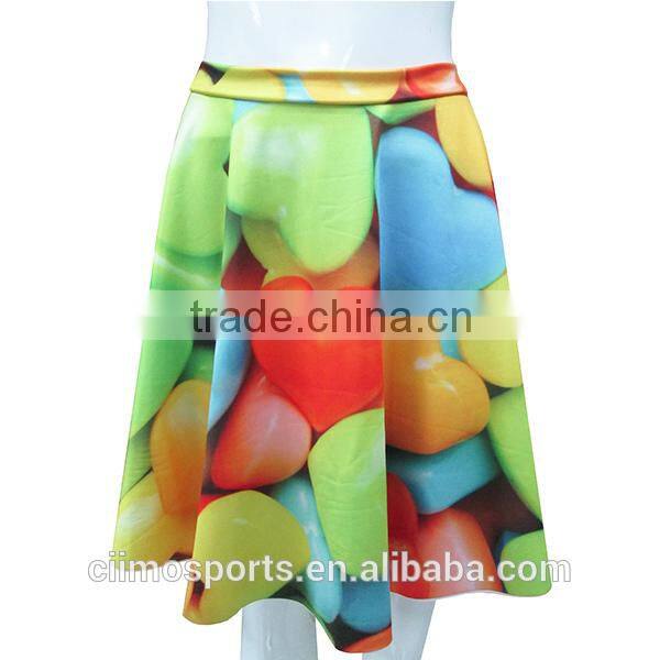 ladies' 100% polyester digital print woven fashion skirt