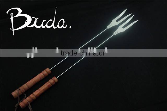 Stainless Steel Barebecue bbq Grill Net with wooden handle BD-B8112