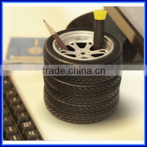 Popular Office Tyre rubber Pencil vase Pen holder for office, Unique Design Tire/tyre Pen Container