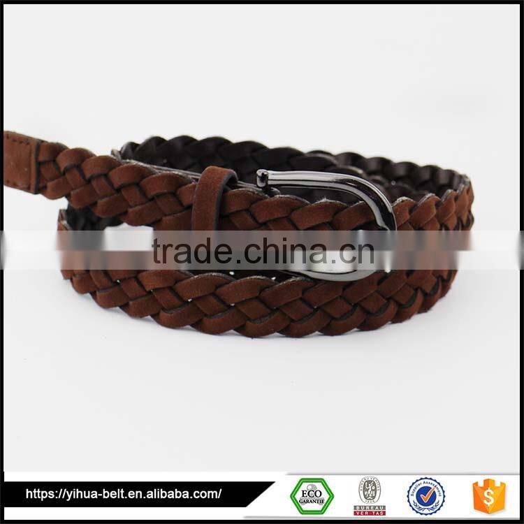 Button circle buckle fashion braided belt for women