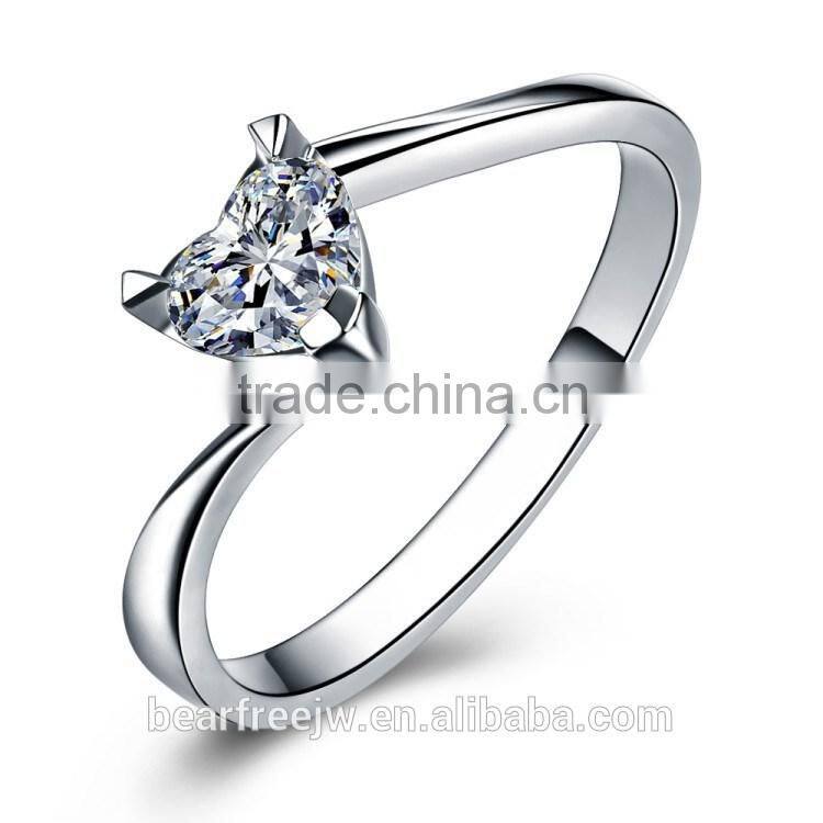 Engagement White Gold Plated CZ Promise love Wedding Rings 925 sterling silver