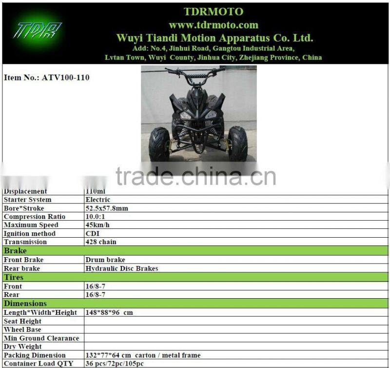 110cc Mini Automatic ATV For Sale