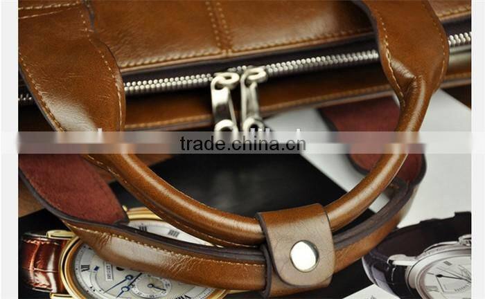 Luxury leather business laptop bag briefcase for man documents handbag