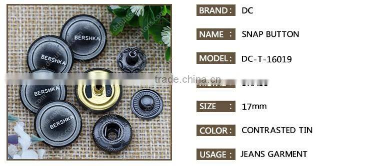 17MM Hot sale copper button custom spring snap button tor jacket bags