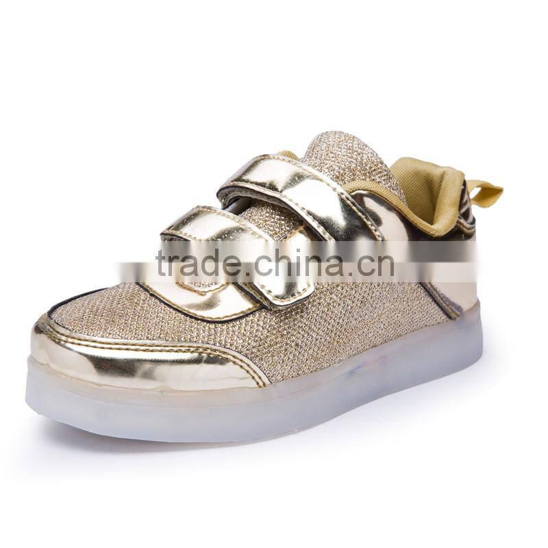Hot selling led light kids sneaker shoes with USB charge breathable kids casual shoes