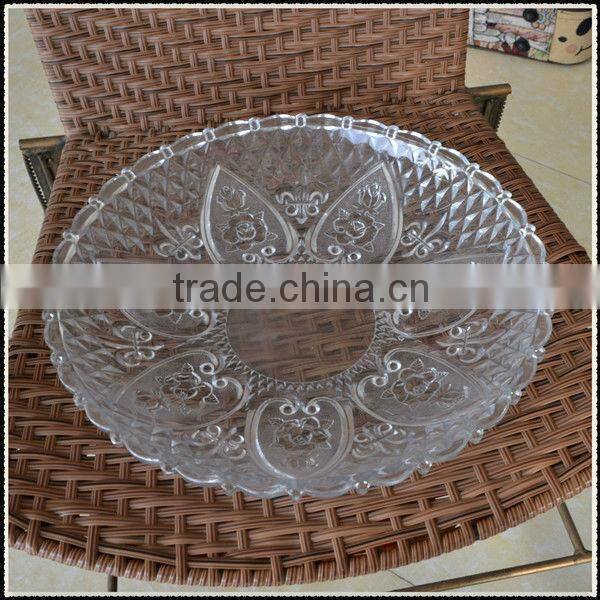 Blooming flowers pattern glass charger dinner food plate