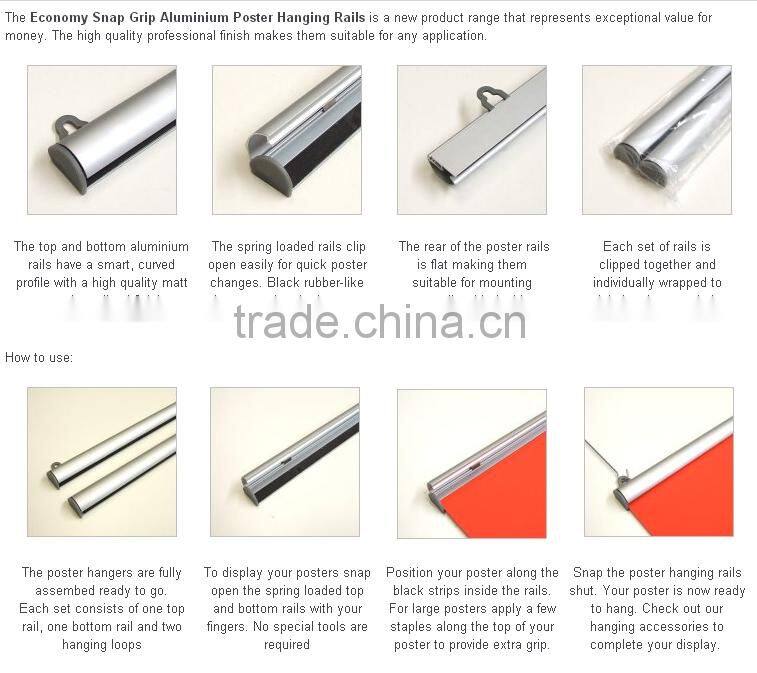 22" 36" size customized aluminum poster hanger ceiling snap rails A0/A1/A2/A3/A4