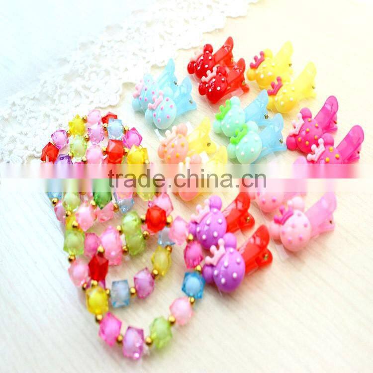 Wholesale baby girl plastic hair clips double hair grip hair accessory