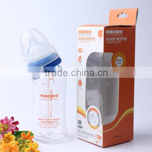 180ml lead free hand made glass nursing milk feeding bottle recycled borosilicate glass baby feeding bottle for sale