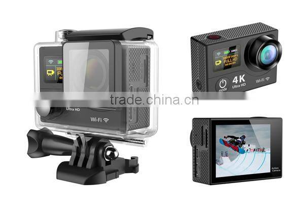 Dual Screen 4K 30fps Wifi Sport Camera 4k Action Camera With Waterproof Housing Case and remote controller