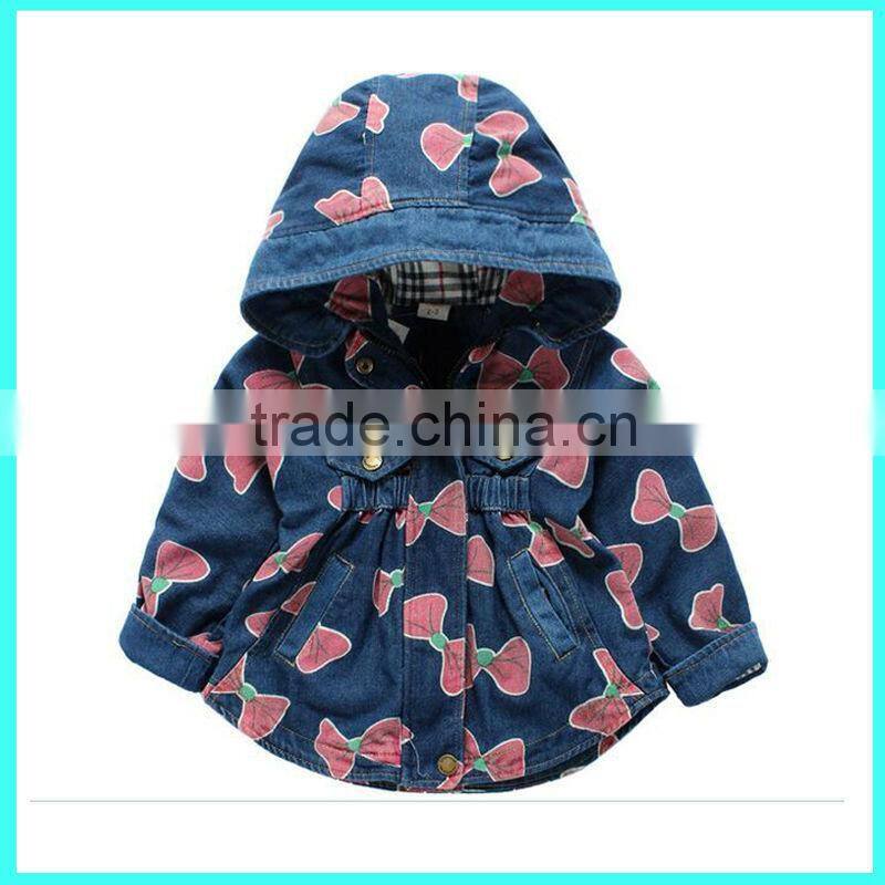 wholesale autumn hooded jacket baby girl jeans jacket