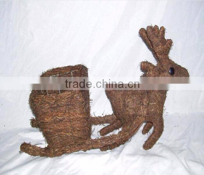 Decrative handmade plant fiber animal shape garden planter