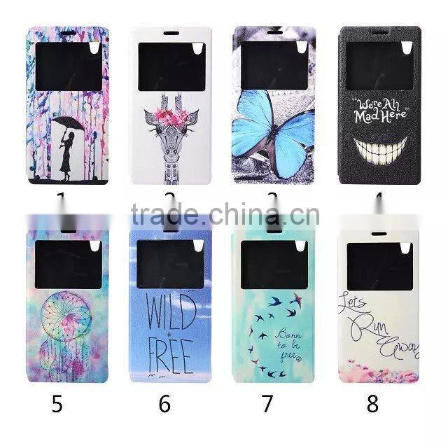 High Quality Color Printing PU Leather Flip Cover For Sony Xperia M4 Aqua Case