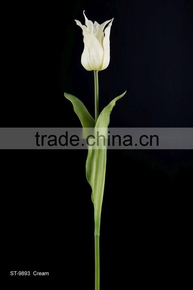 61 cm PVC Real Touch Tulip Spray with 3 Leaves Artificial Flower