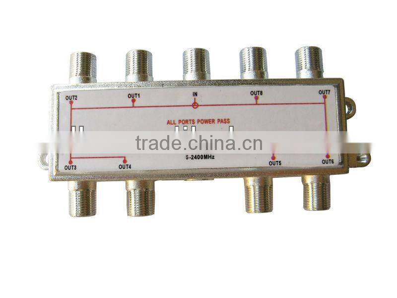 5-2400MHz 2 way satellite splitter all ports power pass tv antenna splitter