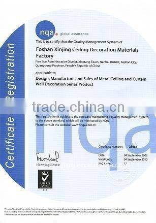 Aluminum strip ceiling tile with woodgrain color