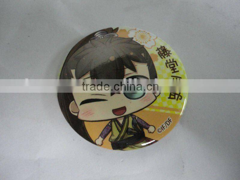 fancy flower pink round tin badge